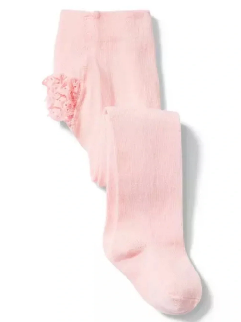 Janie and Jack Light Pink Ruffle Tights with Pink Ribbon Bow & Lemon Socks 0-3M